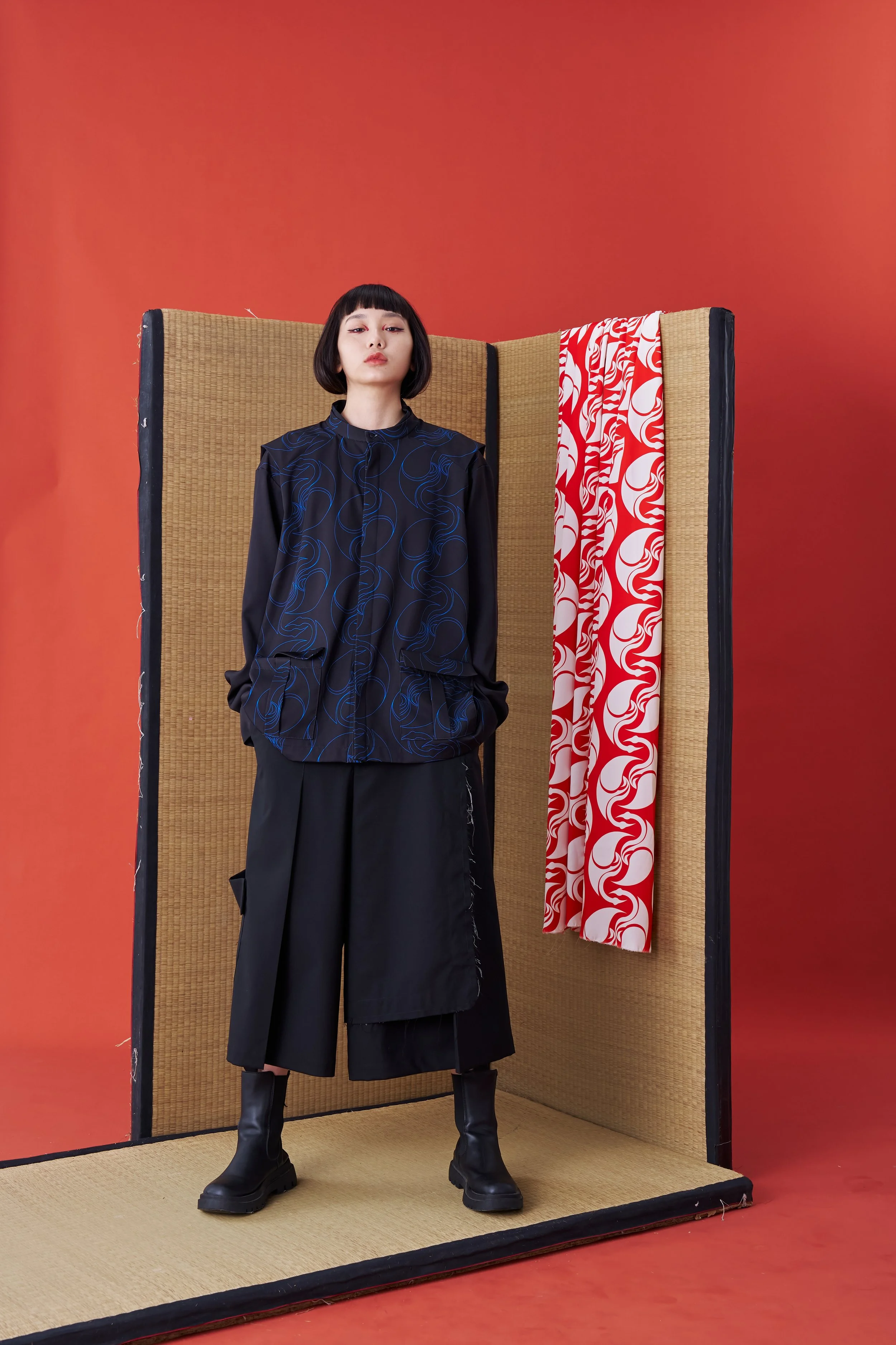 Deconstructed Collar Tie Shirt (Black print) — INF - Garment